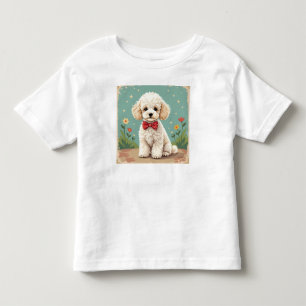 Camiseta De Bebé Caniche adorable blanco con corbatín
