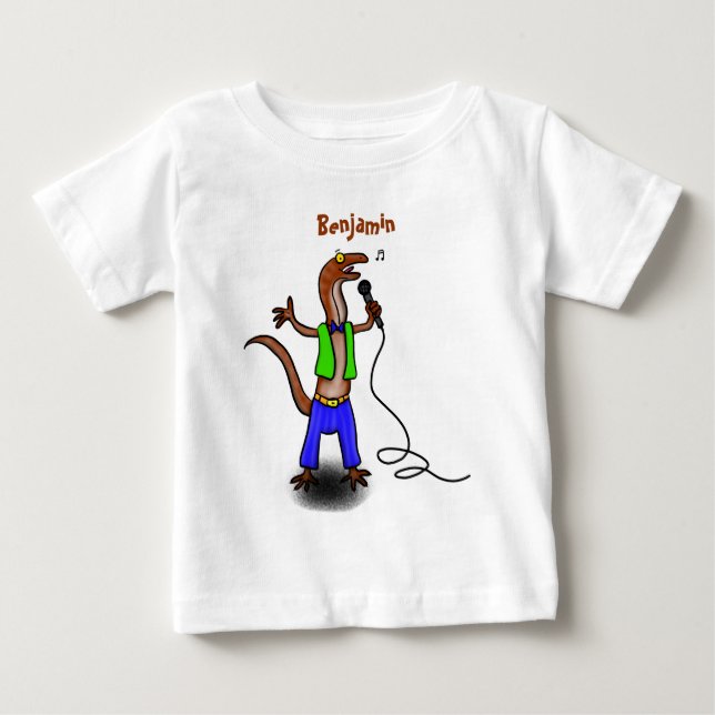 Camiseta De Bebé Canto gracioso de lagarto con personalizado de mic (Anverso)