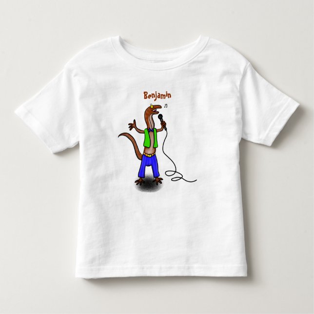 Camiseta De Bebé Canto gracioso de lagarto con personalizado de mic (Anverso)