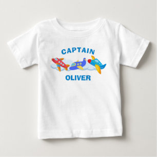 Camiseta De Bebé Capitán de Avión Personalizado Lindo