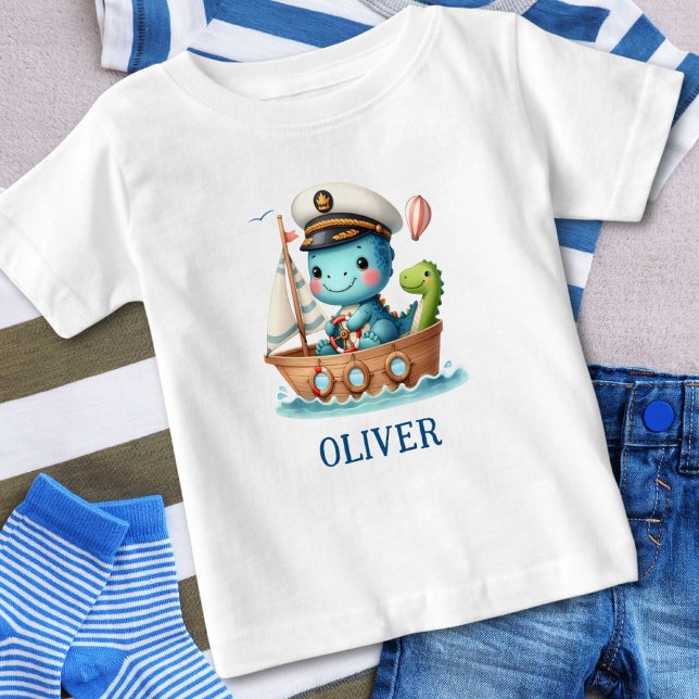 Camiseta De Bebé Capitán de barco de vela Cute Trex Personalizado (Subido por el creador)