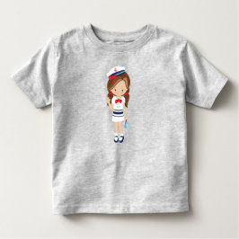 Camiseta De Bebé Capitán del barco, capitán, Chica, pelo marrón