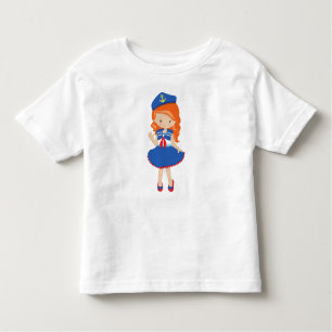 Camiseta De Bebé Capitán del barco, capitán, Naranja, Chica.