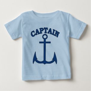 Camiseta De Bebé Capitán Marinero Azul Ancla Bebé Camiseta