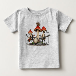 Camiseta De Bebé Caprichosa Banda de Rock de Hongos Cottagecore Mús