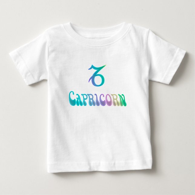 Camiseta De Bebé Capricornio Rótulo retro arco iris (Anverso)