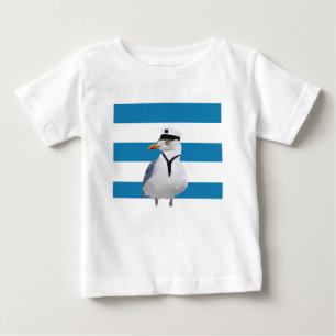 Camiseta De Bebé Captain Seagull Blue Stripes