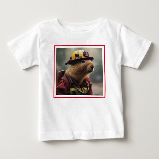 Camiseta De Bebé "Capybara al rescate: Extraordinario bombero (Anverso)