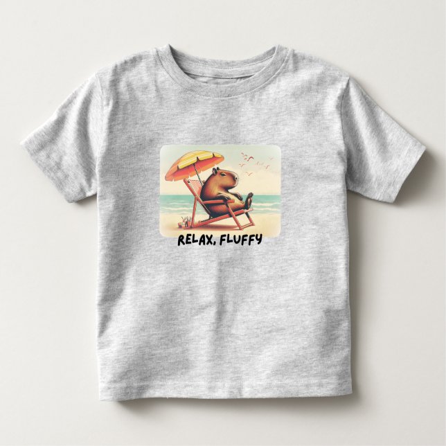 Camiseta De Bebé Capybara at beach says: Relax, Fluffy (Anverso)