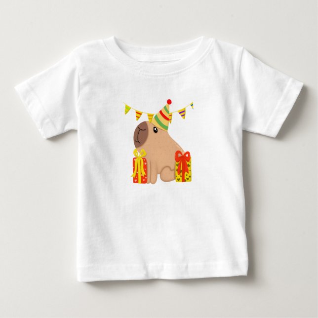 Camiseta De Bebé Capybara Feliz cumpleaños (Anverso)