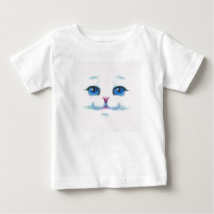 Camiseta De Bebé Cara azul de gato blanco lindo