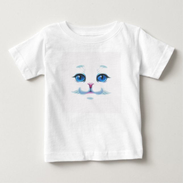 Camiseta De Bebé Cara azul de gato blanco lindo (Anverso)