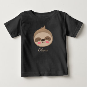Camiseta De Bebé Cara de bebé perezoso lindo con nombre personaliza