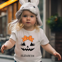 Camiseta De Bebé Cara de Calabaza Lindo Chica Personalizado Hallowe