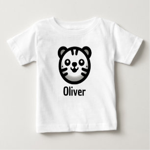 Camiseta De Bebé Cara de gatito moderno Minimalista redondo