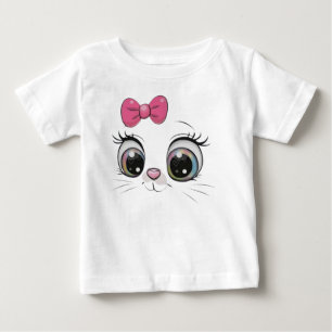 Camiseta de bebé Cara de Gato Adorable con Lazo Ro