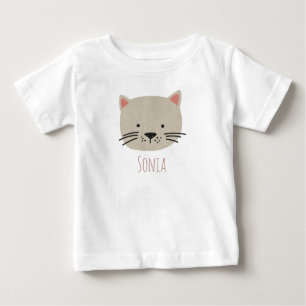 Camiseta De Bebé Cara de gato caprichosa
