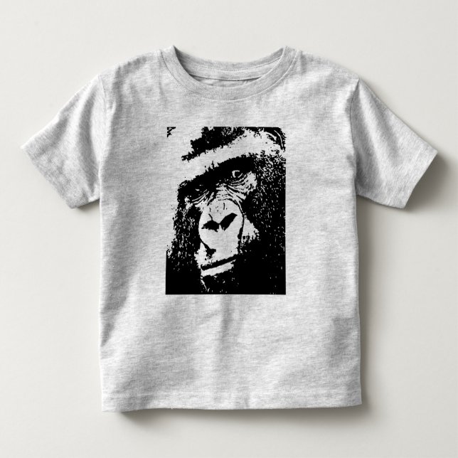 Camiseta De Bebé Cara de gorila de arte pop blanco y negro (Anverso)