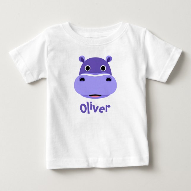 Camiseta De Bebé Cara de Hipopótamo Feliz (Anverso)