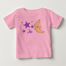 Camiseta De Bebé Cara de luna y mono rosado del bebé del tutú de
