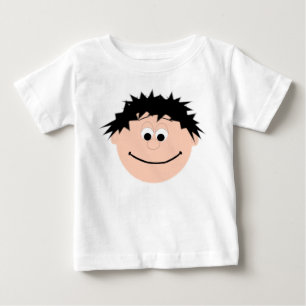 Camiseta De Bebé Cara de niño de pelo negro animada