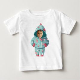 Camiseta De Bebé Cara de Niño en Navidad Personalizada 