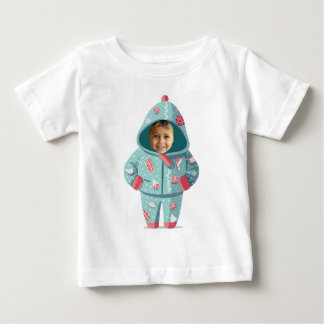 Camiseta De Bebé Cara de Niño en Navidad Personalizada 