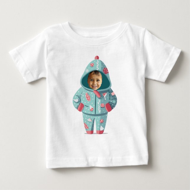 Camiseta De Bebé Cara de Niño en Navidad Personalizada  (Anverso)