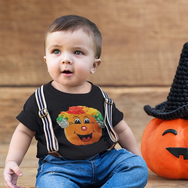 Camiseta De Bebé Cara de payaso Jack o' Lantern, Calabaza de Hallow (Jack o' Lantern Clown Face, Halloween Pumpkin Baby T-Shirt)
