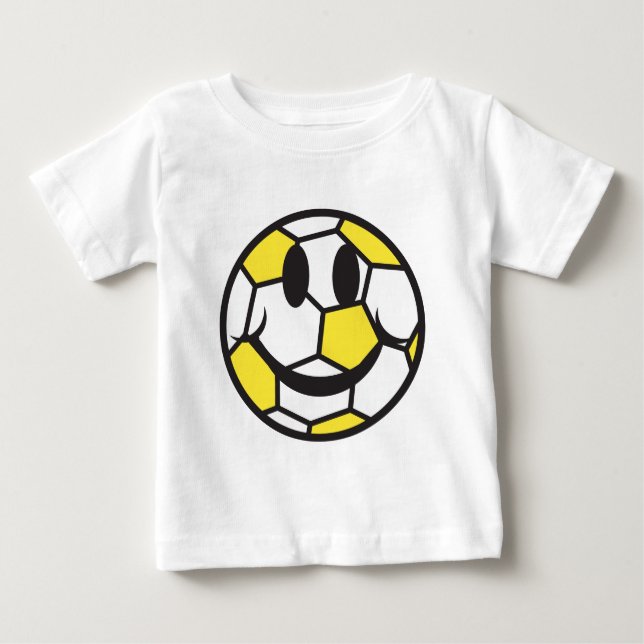 Camiseta De Bebé cara de pelota de fútbol amarilla (Anverso)