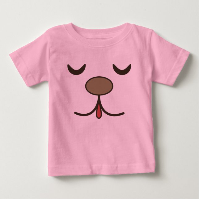 Camiseta De Bebé Cara de perro adorable rosa  (Anverso)