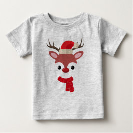 Camiseta De Bebé Cara de reno de los navidades