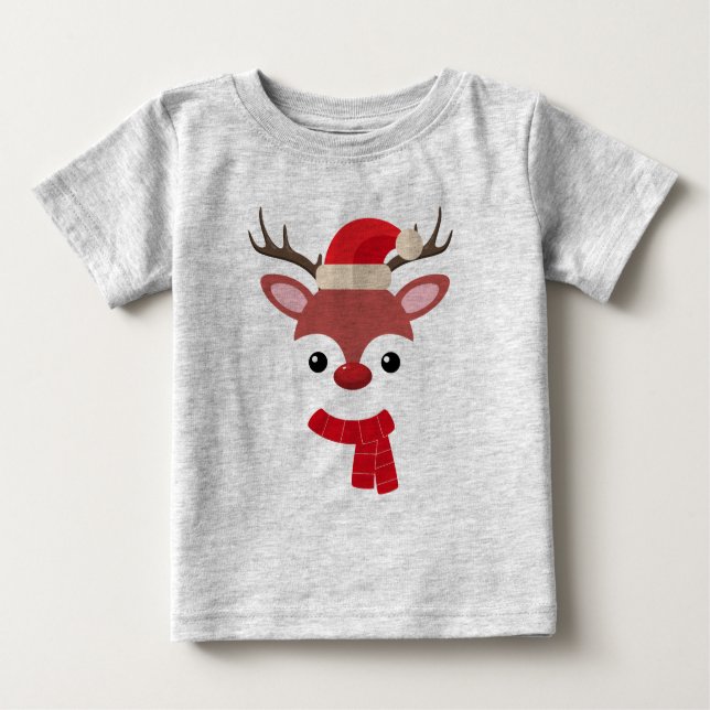 Camiseta De Bebé Cara de reno de los navidades (Anverso)