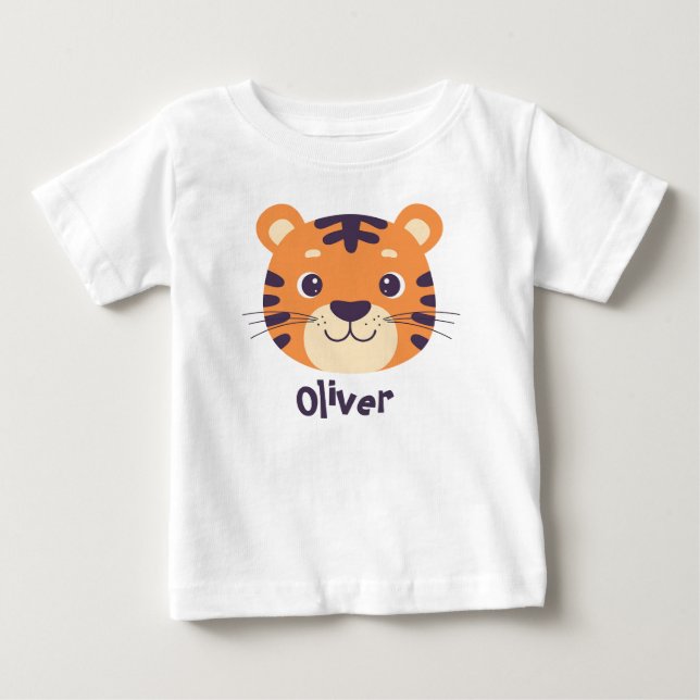Camiseta De Bebé Cara de Tigre Divertida (Anverso)
