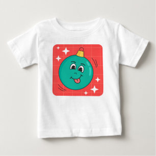 Camiseta De Bebé Cara globo de Navidad sonriente feliz dibujo anima