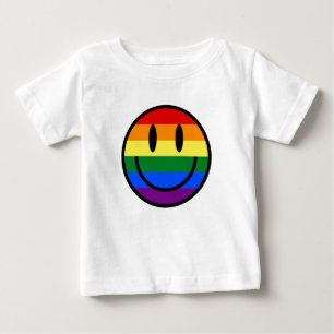 Camiseta De Bebé Cara sonriente arco iris