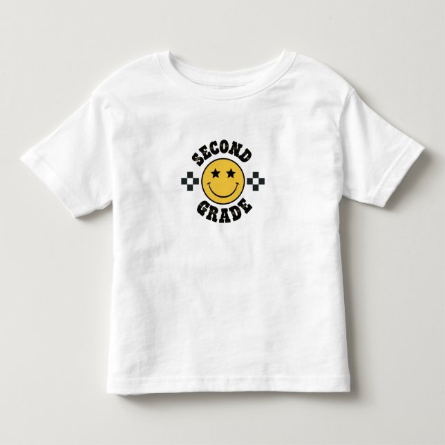 Camiseta De Bebé Cara Sonriente Retro de Segundo Grado Regreso a la (Anverso)