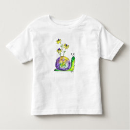 Camiseta De Bebé Caracol alegre y caprichoso con flores amarillas