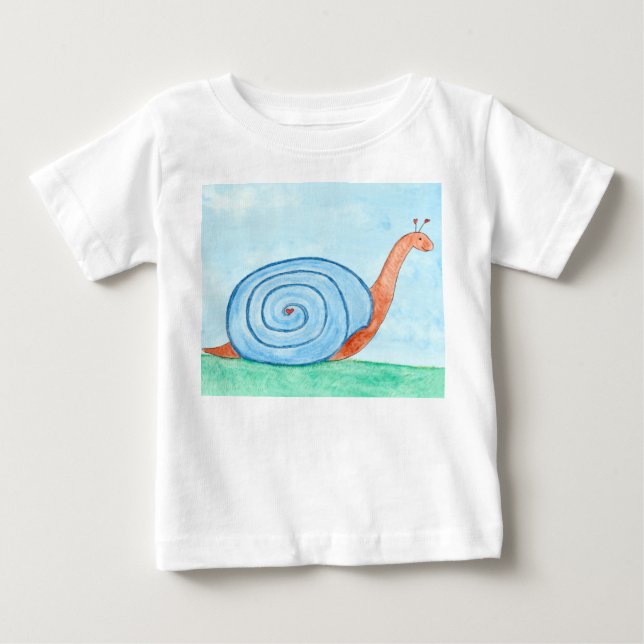 Camiseta De Bebé Caracol con una concha azul (Anverso)