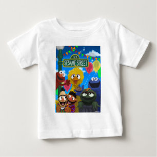 Camiseta De Bebé Caracteres de Plaza Sésamo   Escena Fiesta