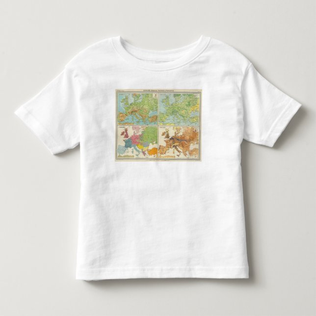 Camiseta De Bebé Características de Europa y mapa físicos de la (Anverso)