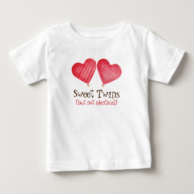 Camiseta De Bebé Caramelo de Corazón de Gemelas (Anverso)