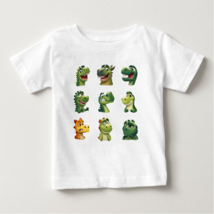 Camiseta De Bebé Caras Divertidas de Dinosaurios – Niño de Dibujos