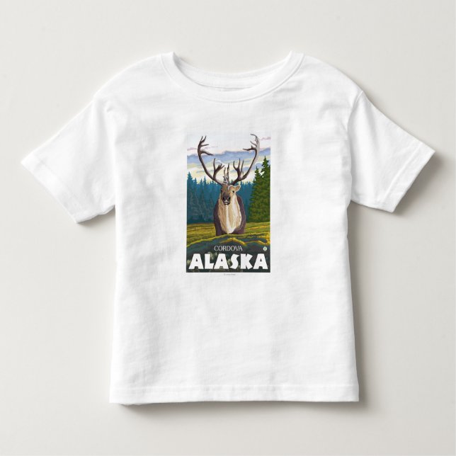 Camiseta De Bebé Caribú en el salvaje - Cordova, Alaska (Anverso)