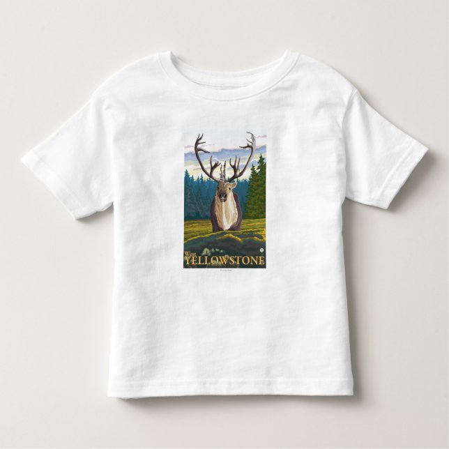 Camiseta De Bebé Caribú en el salvaje - Yellowstone del oeste, TA (Anverso)