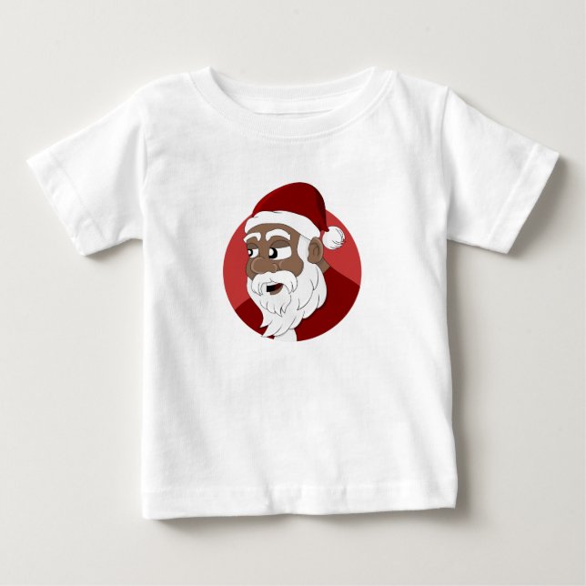 Camiseta De Bebé Caricatura de Papá Noel negro (Anverso)