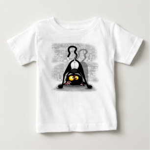 Camiseta De Bebé Caricatura divertida de caricatura de Cat Upside D