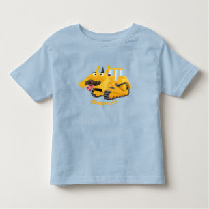 Camiseta De Bebé Caricatura graciosa amarilla con bulldozer