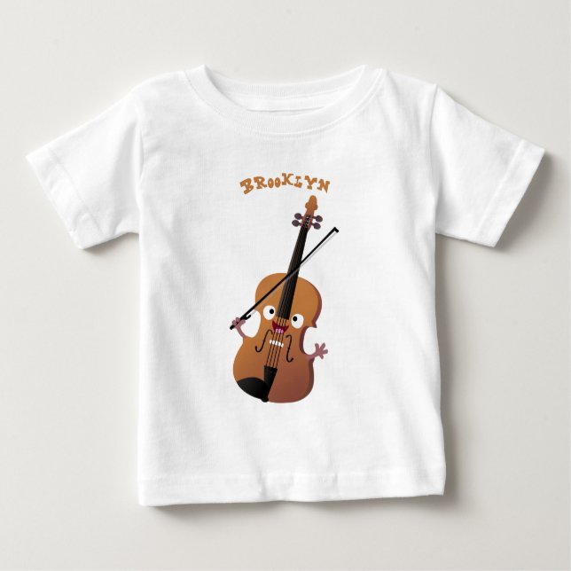 Camiseta De Bebé Caricatura musical divertida en violín (Anverso)
