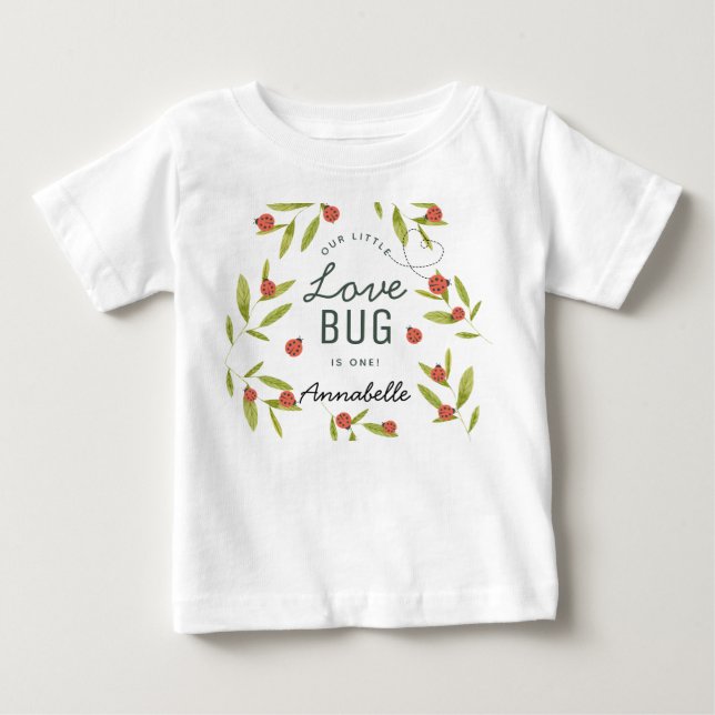 Camiseta De Bebé Cariñoso Bug Ladybugs & Hojas Cumpleaños (Anverso)